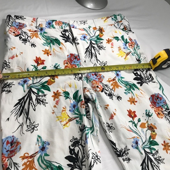 Contemporaine Women's Floral Cotton Trousers White Size 14 - Picture 9 of 9
